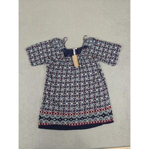 Alya by Francesca's Dress Womens Small Navy Boho Geometric Shift‎ Lined Made USA